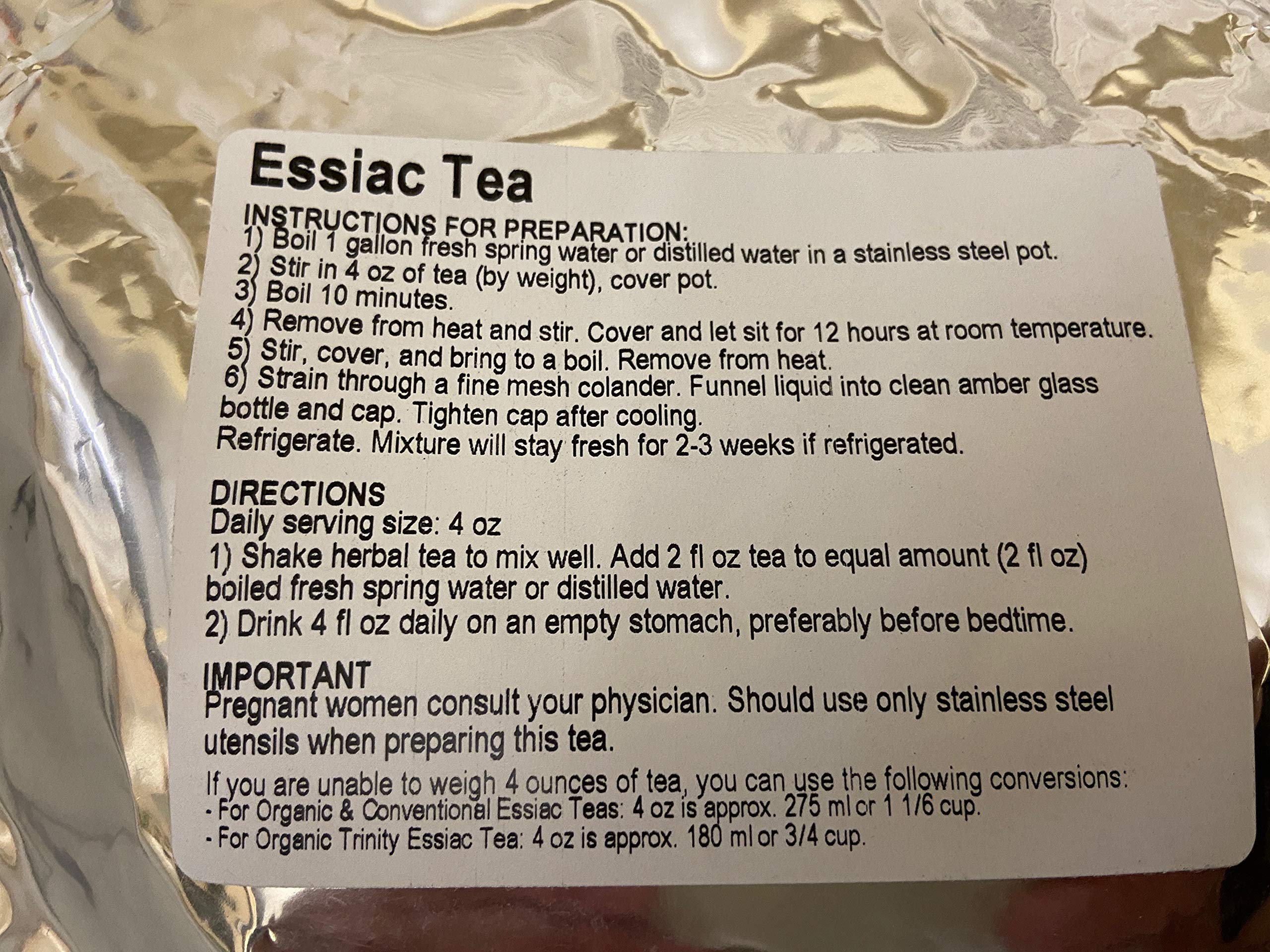 Starwest Essiac Tea bag close-up, showing the sealed pouch