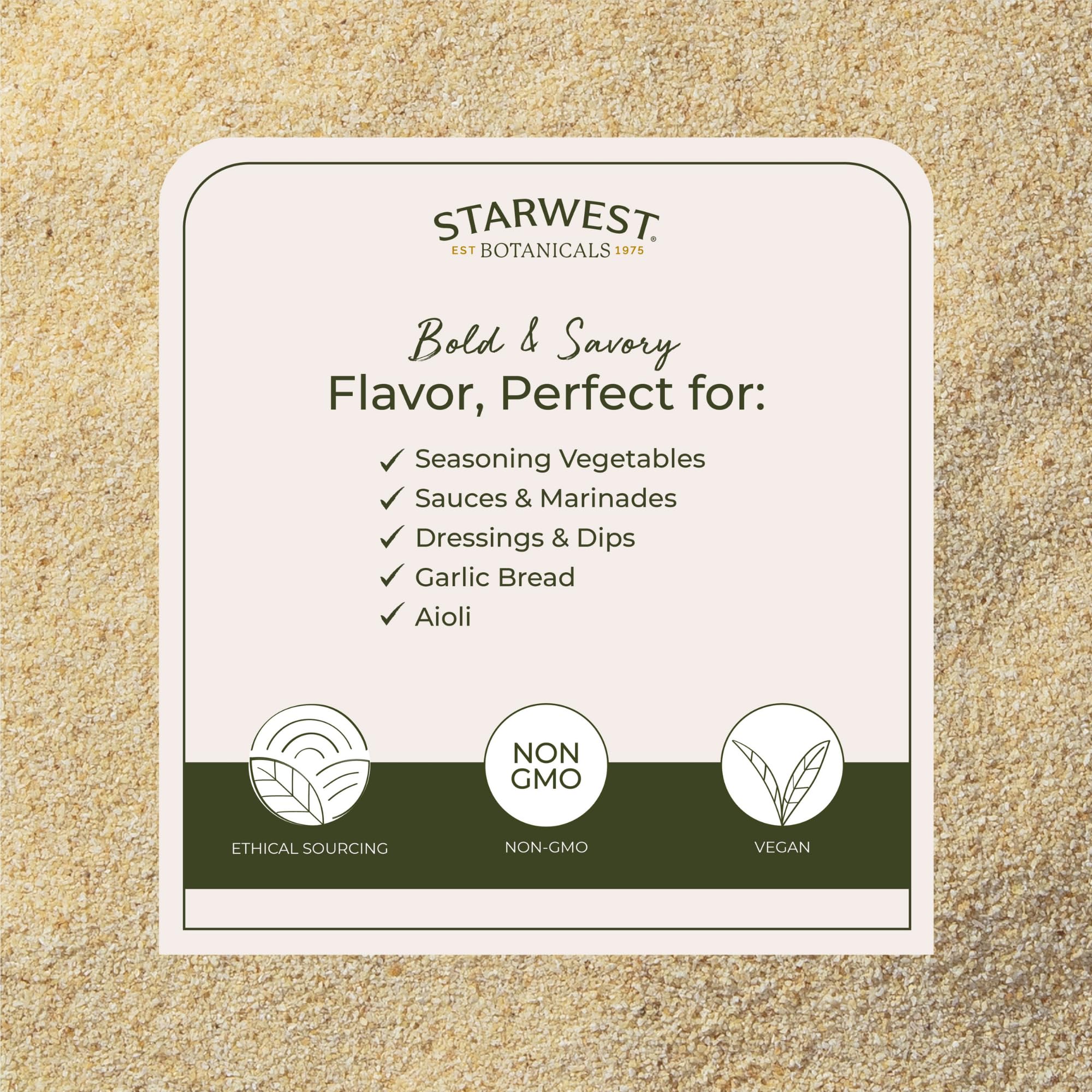 Close-up of garlic granules texture ideal for quick seasoning and soups