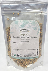 Starwest Botanicals Gentian Root C/S bag for fresh, aromatic flavor blends.