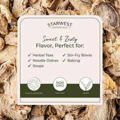 Starwest Botanicals ginger tea infusion ready to brew for warm comfort.
