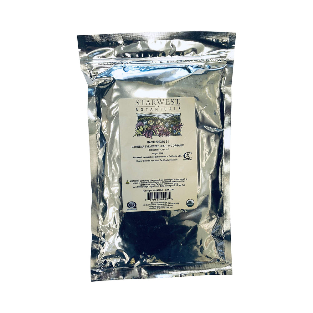 Starwest Botanicals Gymnema leaf powder for organic use and easy incorporation into daily routines.