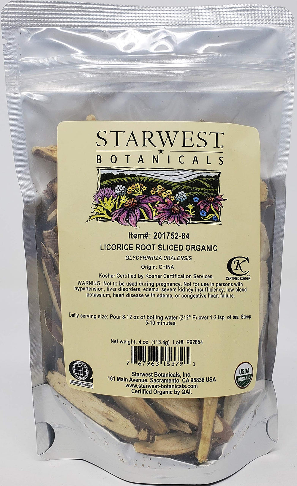 Starwest Botanicals licorice root sliced, perfect for tea infusions and flavoring recipes.