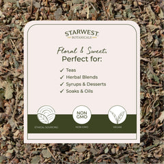 Starwest Botanicals Linden tea in cup brewing with subtle floral notes.