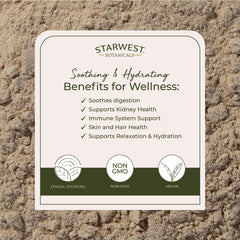 Starwest Botanicals organic marshmallow root powder bag shows organic and kosher seals
