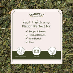 Starwest Botanicals nettle leaf, brewed cup, showcasing a caffeine-free herbal option.