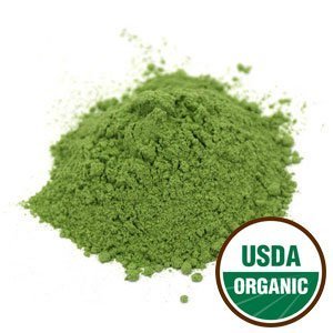 Starwest Botanicals nettle leaf powder close-up packaging highlighting organic quality.