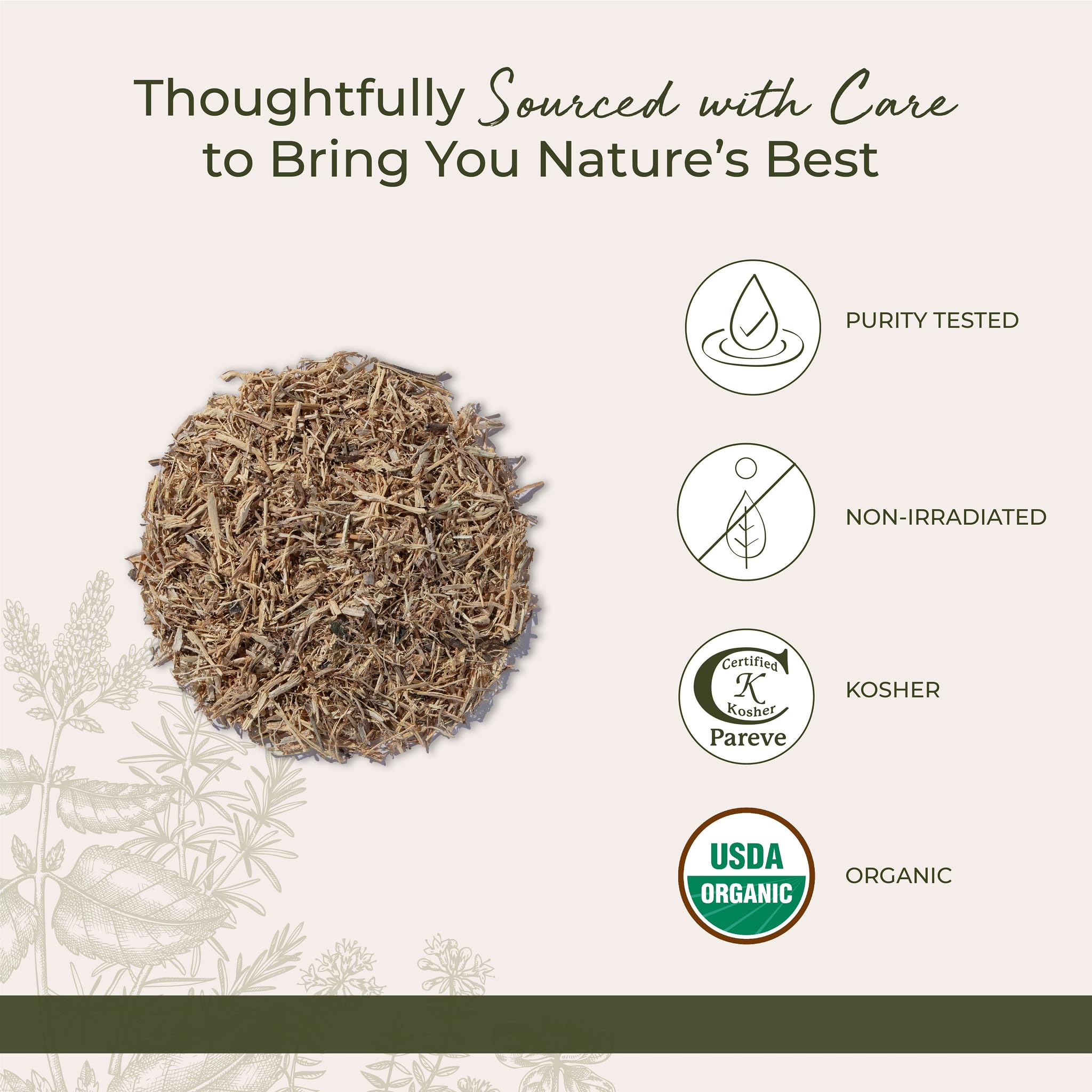 Starwest Botanicals nettle root organic and kosher certified packaging label.