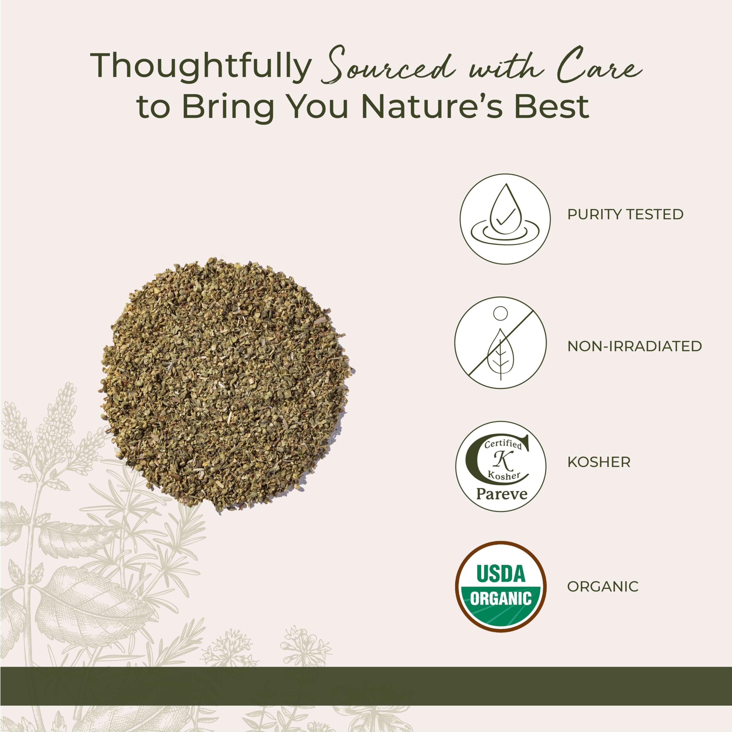 Starwest Botanicals oregano dried leaf texture perfect for visualizing freshness.