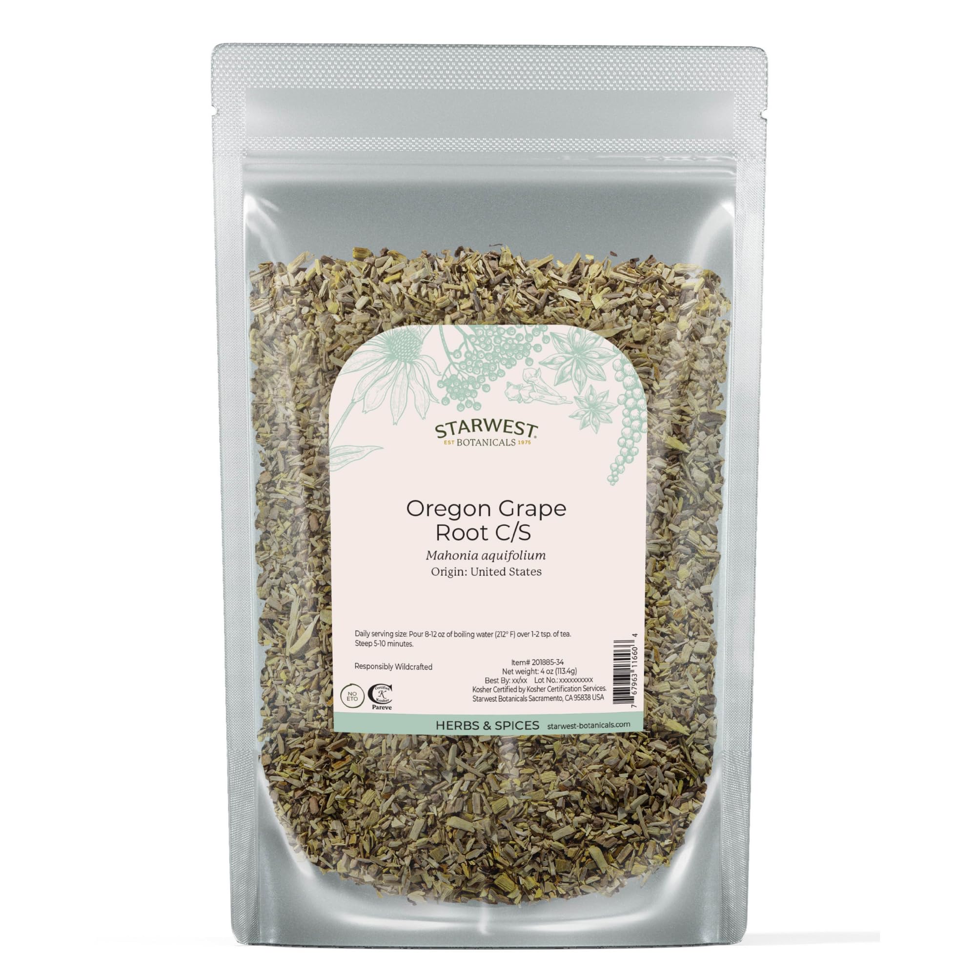 Starwest Botanicals Oregon Grape Root cut and sifted for tea and infusions
