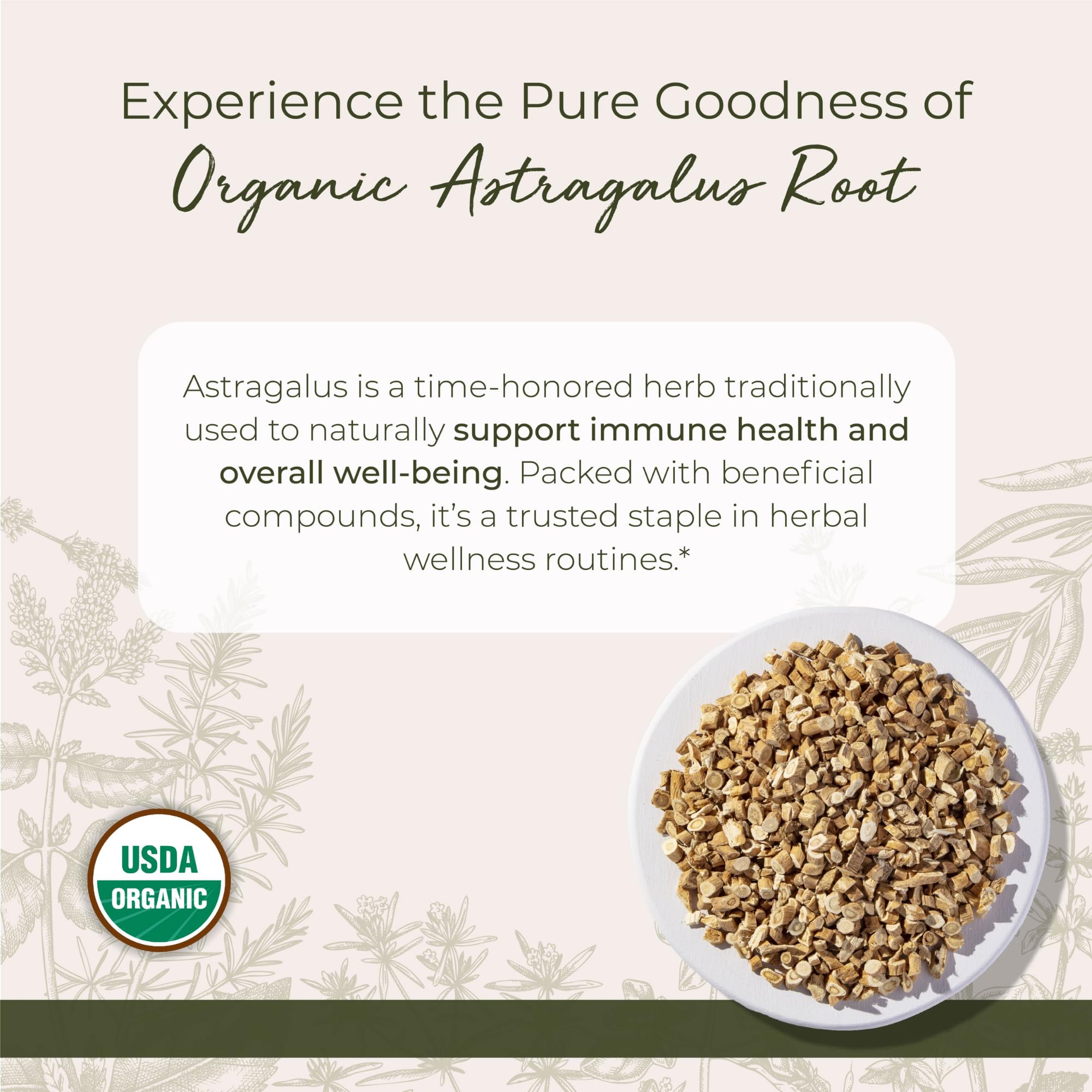 Starwest Botanicals astragalus root dried herb ideal for tea infusion