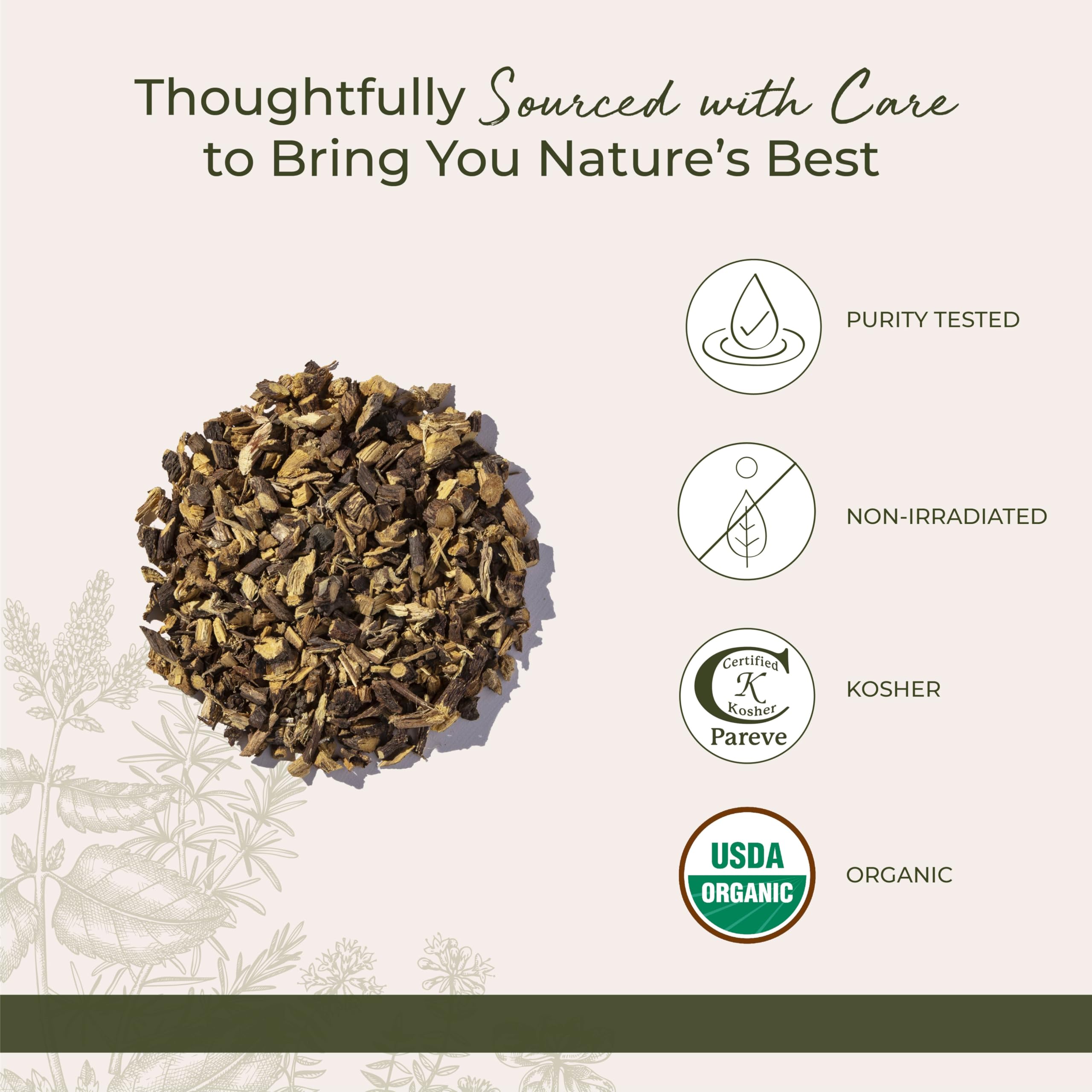 Starwest Botanicals Organic certification seal on licorice root packaging