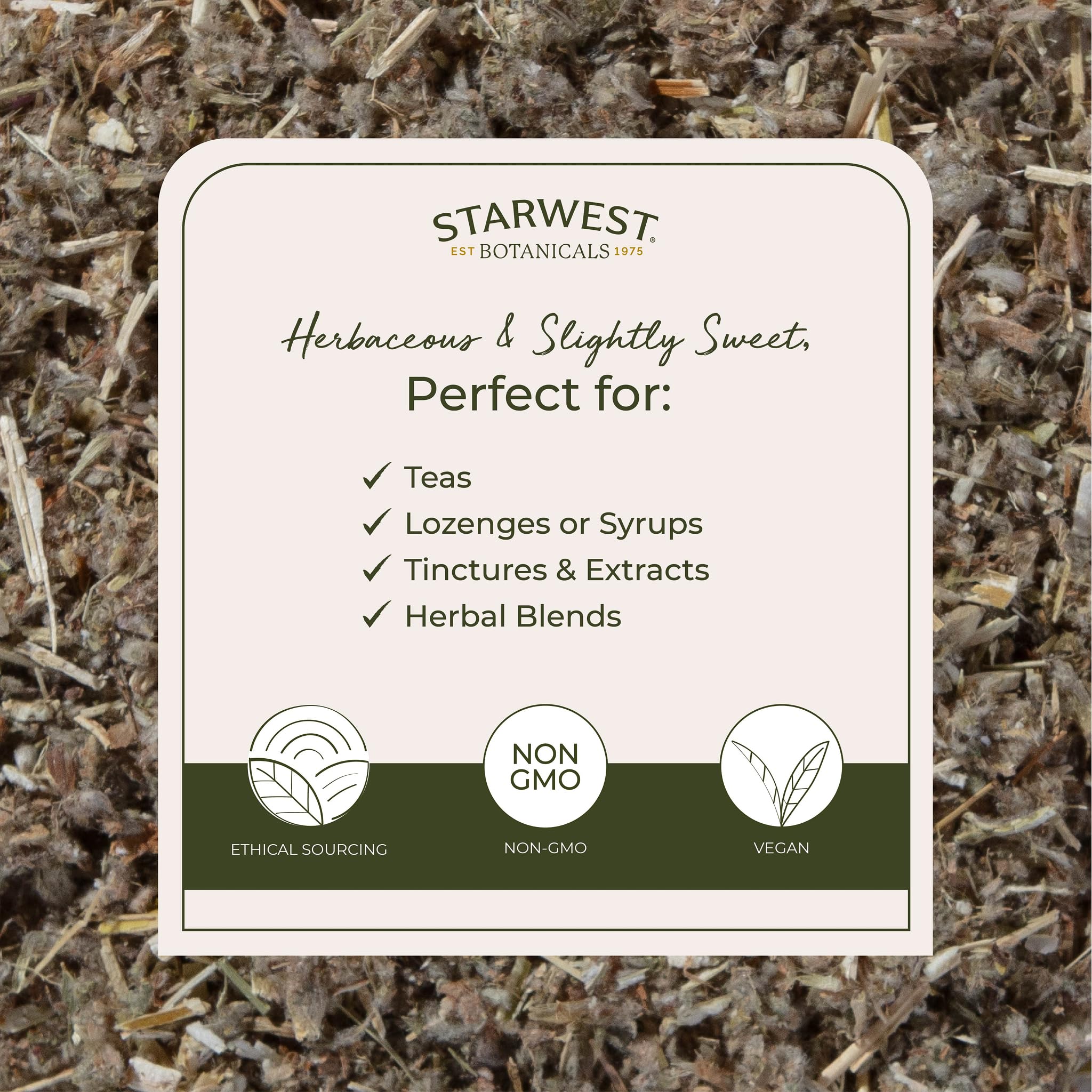 Starwest Botanicals organic kosher horehound pouch, premium herb for blends.