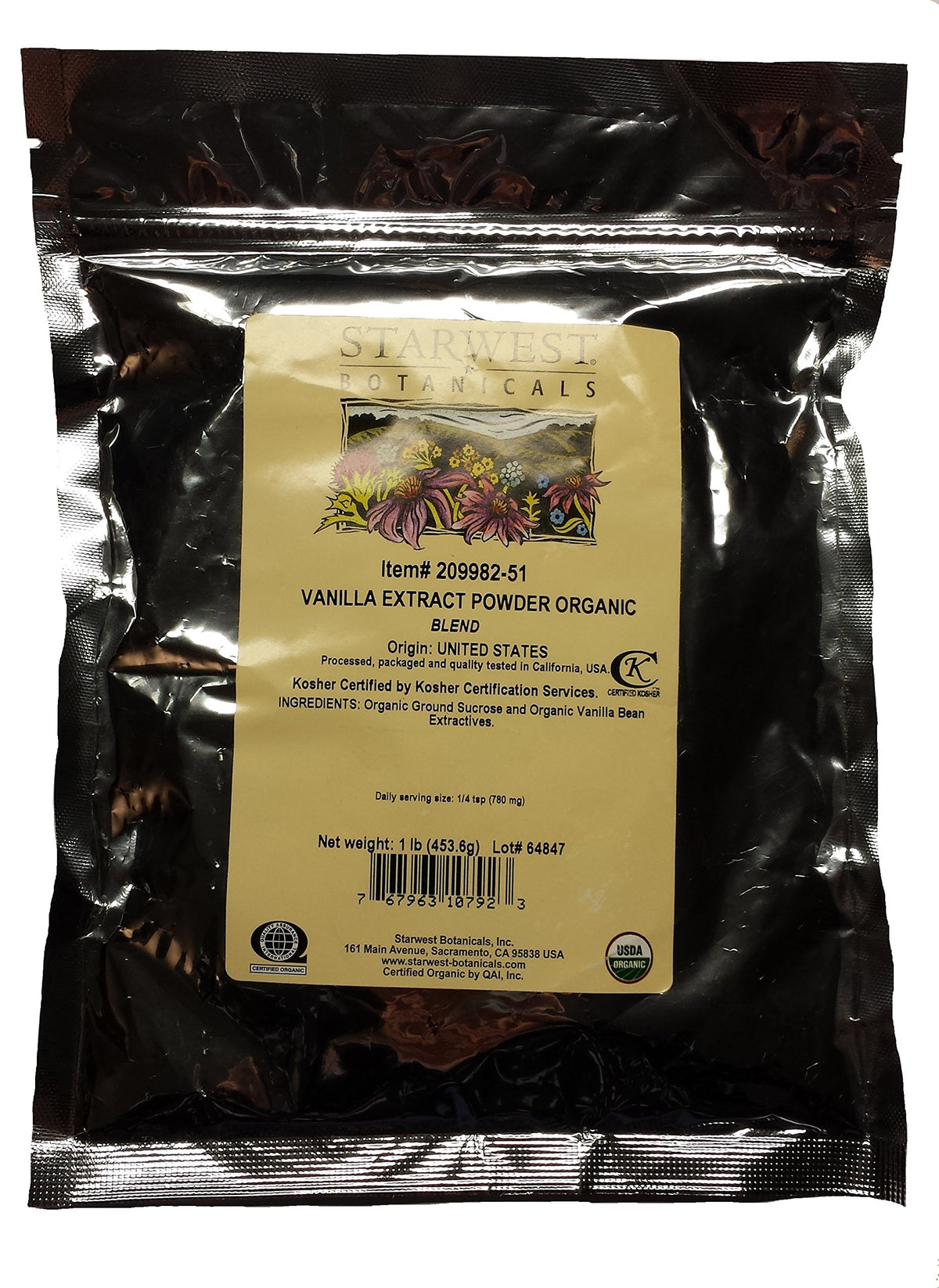 Starwest Botanicals Organic Vanilla Extract Powder; enhances aroma and flavor in baking