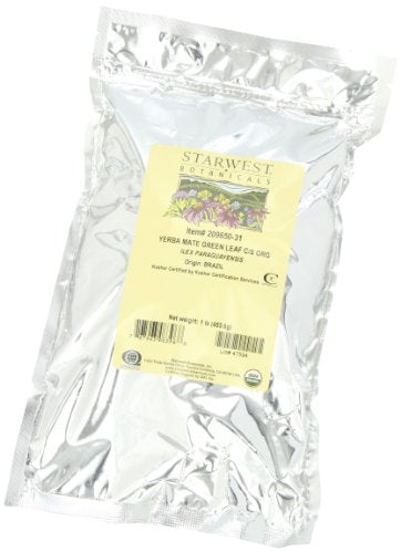 Starwest Botanicals Polyfoil resealable bag keeps Green Yerba Mate leaf cut fresh between brews