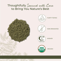 Wheatgrass powder with scoop ready to mix by Starwest Botanicals