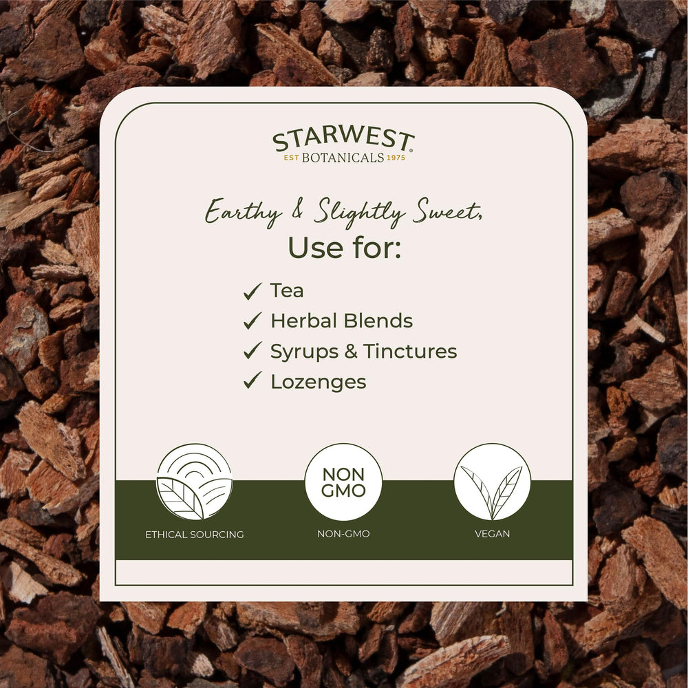 Starwest Botanicals Wild Cherry Bark loose leaves in a bowl for tea.