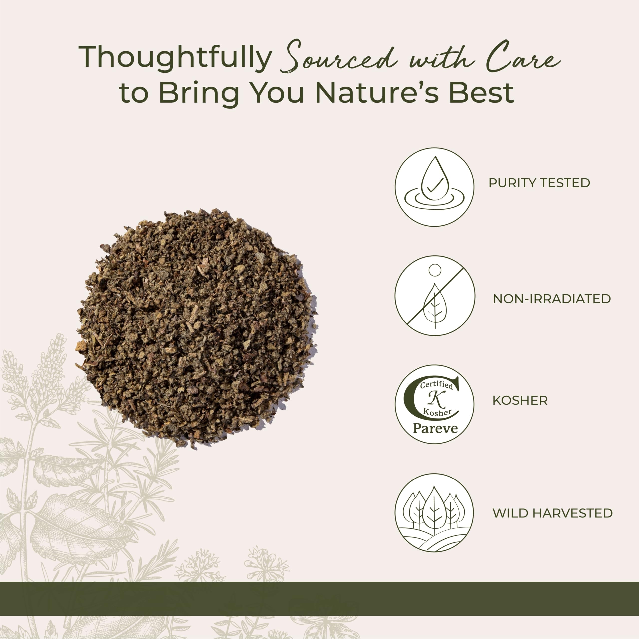 Resealable mylar bag preserves mullein leaf freshness from Starwest Botanicals
