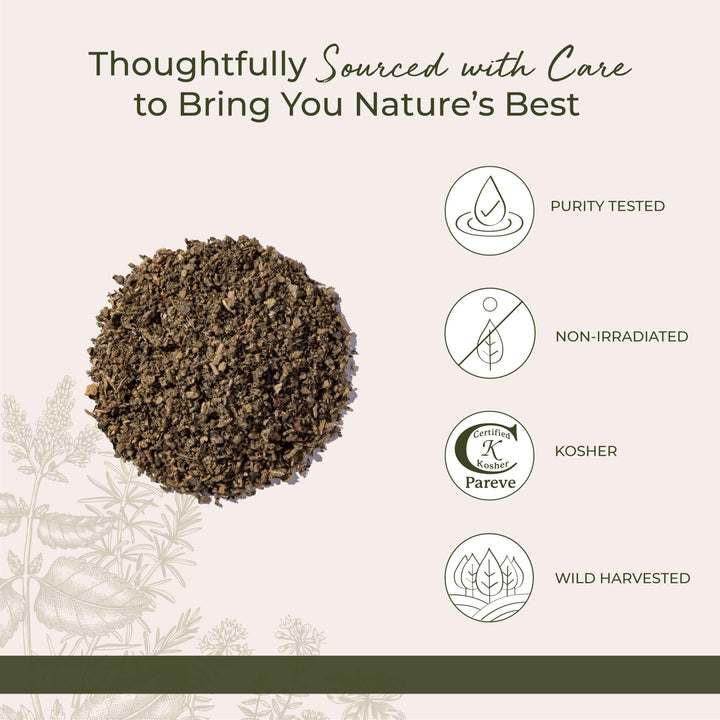Resealable mylar bag preserves mullein leaf freshness from Starwest Botanicals