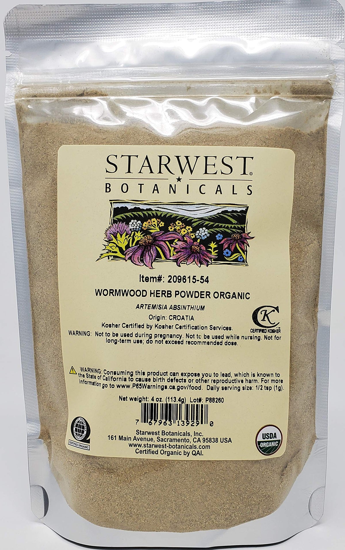 Starwest Botanicals wormwood powder for sauces and dressings, adds depth