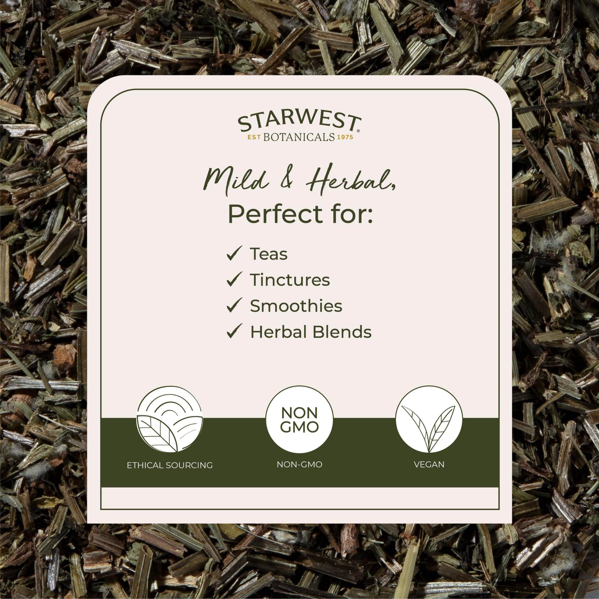 Starwest Cleavers herb loose-leaf brew highlighting grassy aroma for tea blends