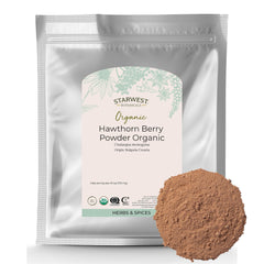 Starwest Hawthorn Berry Powder bag top view, ideal for blends and DIY infusions.