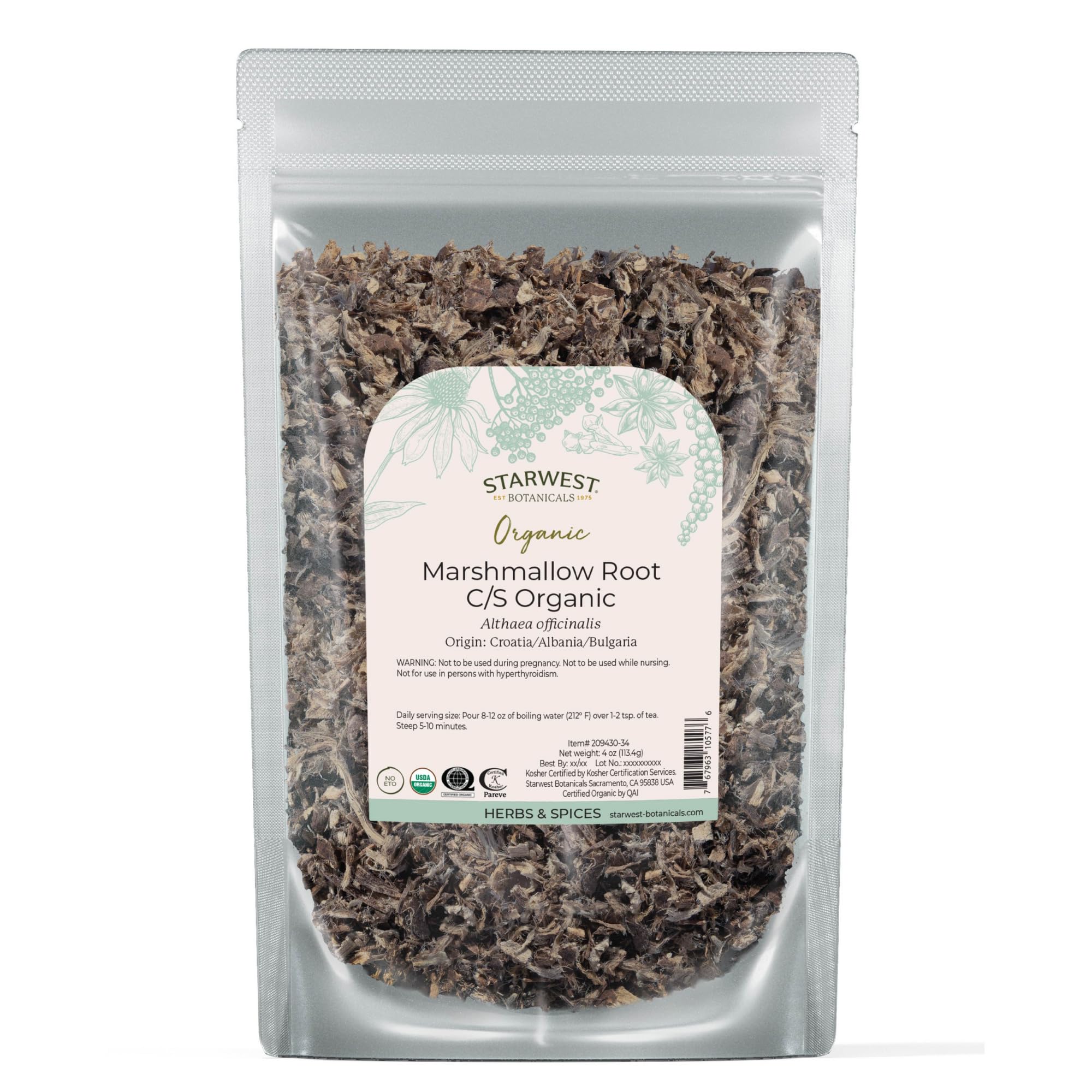 Starwest Marshmallow Root dried cut-sifted for fragrant herbal blends