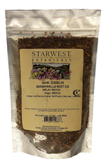 Starwest Botanicals Sarsaparilla root, cut and sifted, wildcrafted in Mexico for flavorful infusions.