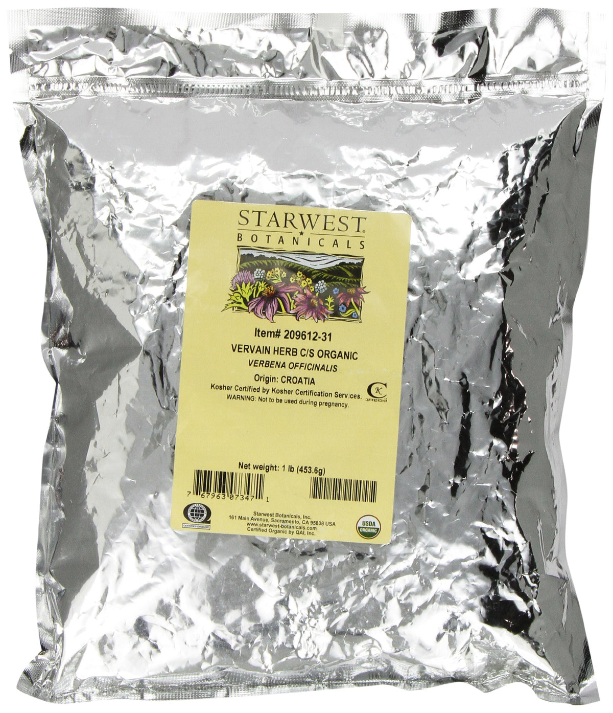 Starwest Botanicals vervain herb cut-sifted for tea blends and aromatics.