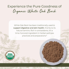 Starwest White Oak Bark Powder scoop with tea-blend inspiration for custom infusions.