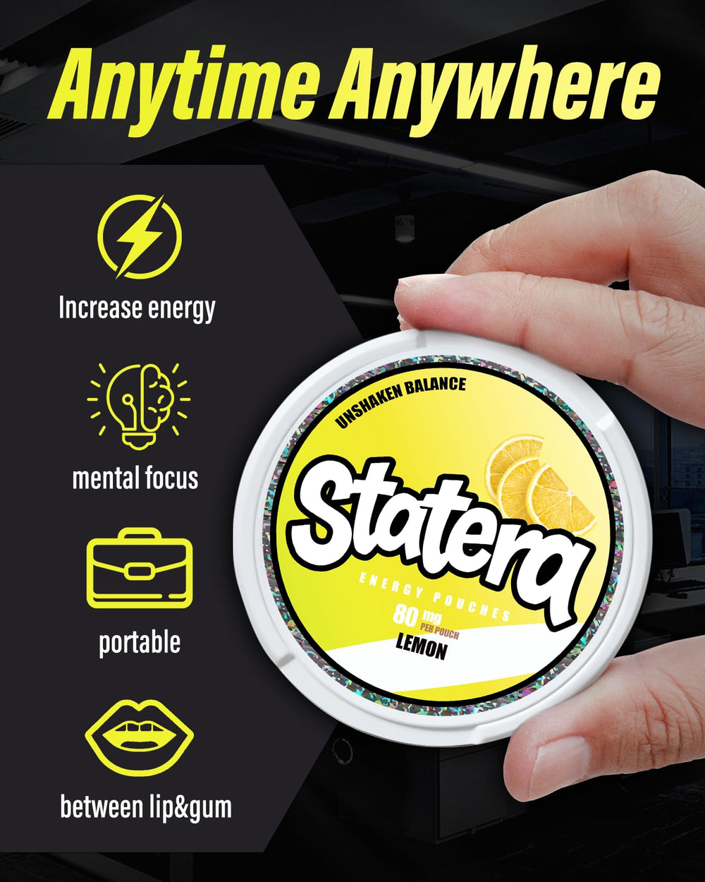 Statera Energy Pouches pocket-use for discreet energy anywhere.