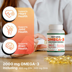 STAW Next Level Omega-3 EPA DHA per serving detail on label.