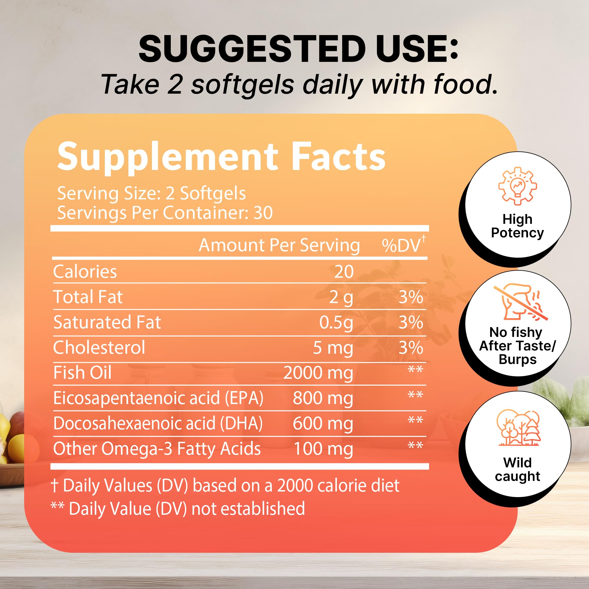 STAW Next Level Omega-3 softgels closeup indicating smooth intake and no fishy aftertaste.