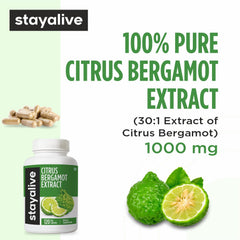 Stay Alive Citrus Bergamot Capsules label—50% polyphenolic flavanones for botanicals.