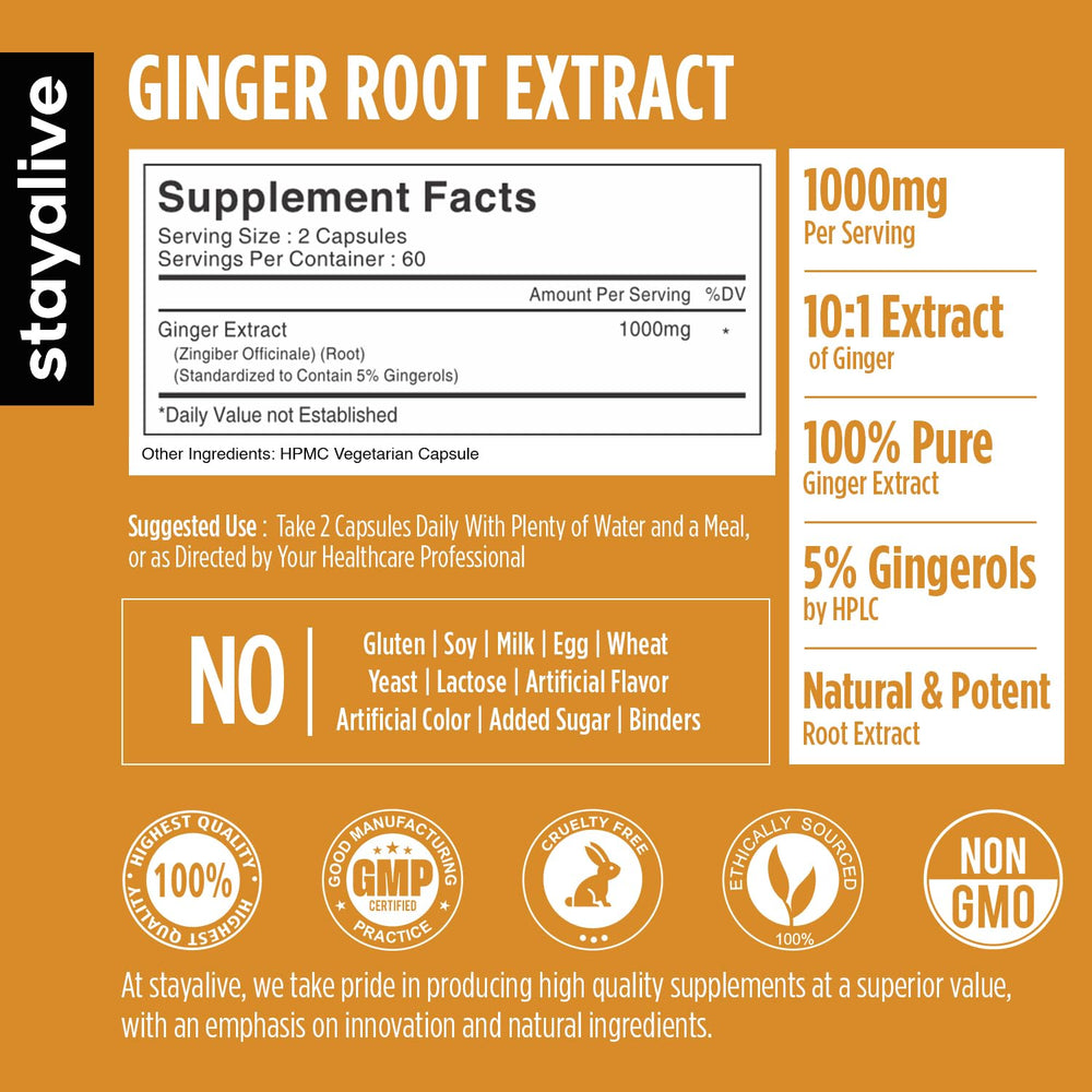 Stay Alive ginger capsules pour demonstrates easy daily dosage on the go.