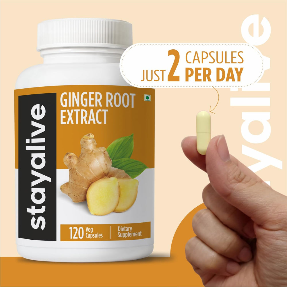 Stay Alive packaging and bottle art on a clean white background signals premium ginger.