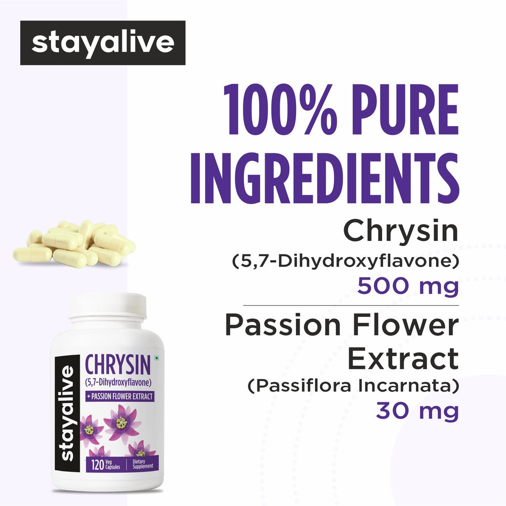 Stay Alive Passion Flower Extract powder and chrysin blend, natural daily support.