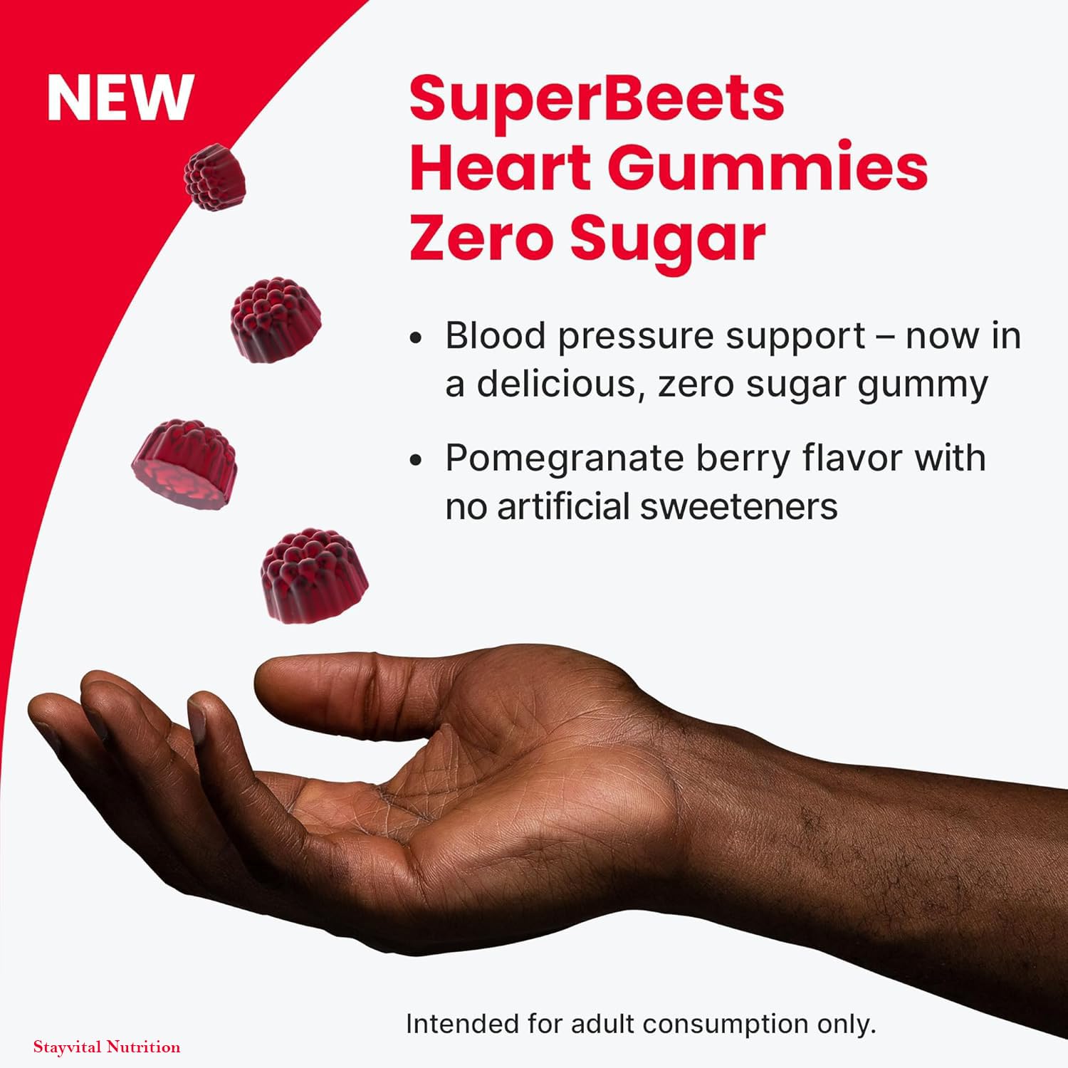Stayvital Nutrition Beet Root Gummies ingredients close-up showing vegan pectin-based formula.