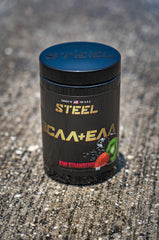 Steel Supplements BCaa-EAA powder scoop enables quick, accurate dosing.