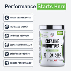 SteelFit Creapure scoop measures a precise five-gram serving for workouts.