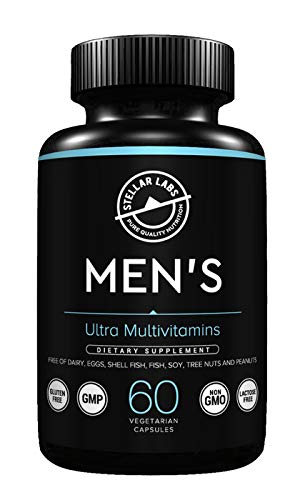 Stellar Labs men's low FODMAP multivitamin bottle front for IBS-friendly daily support