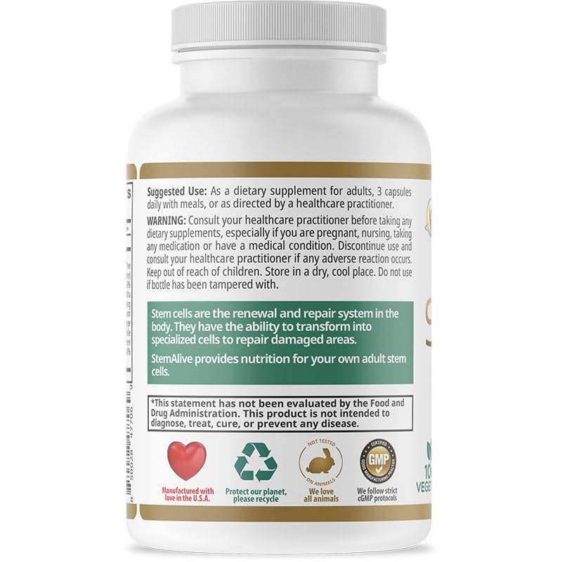 StemAlive capsules closeup highlighting natural plant based formula