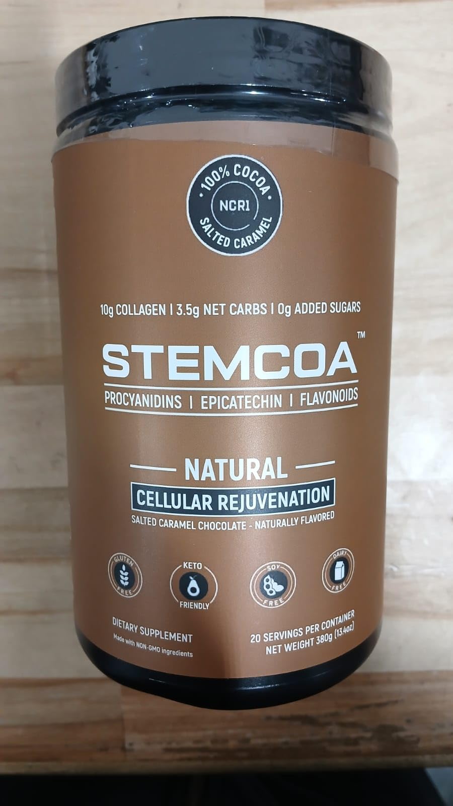 Stemcoa NCR1 green tea and ingredients mix with caffeine and polyphenols.