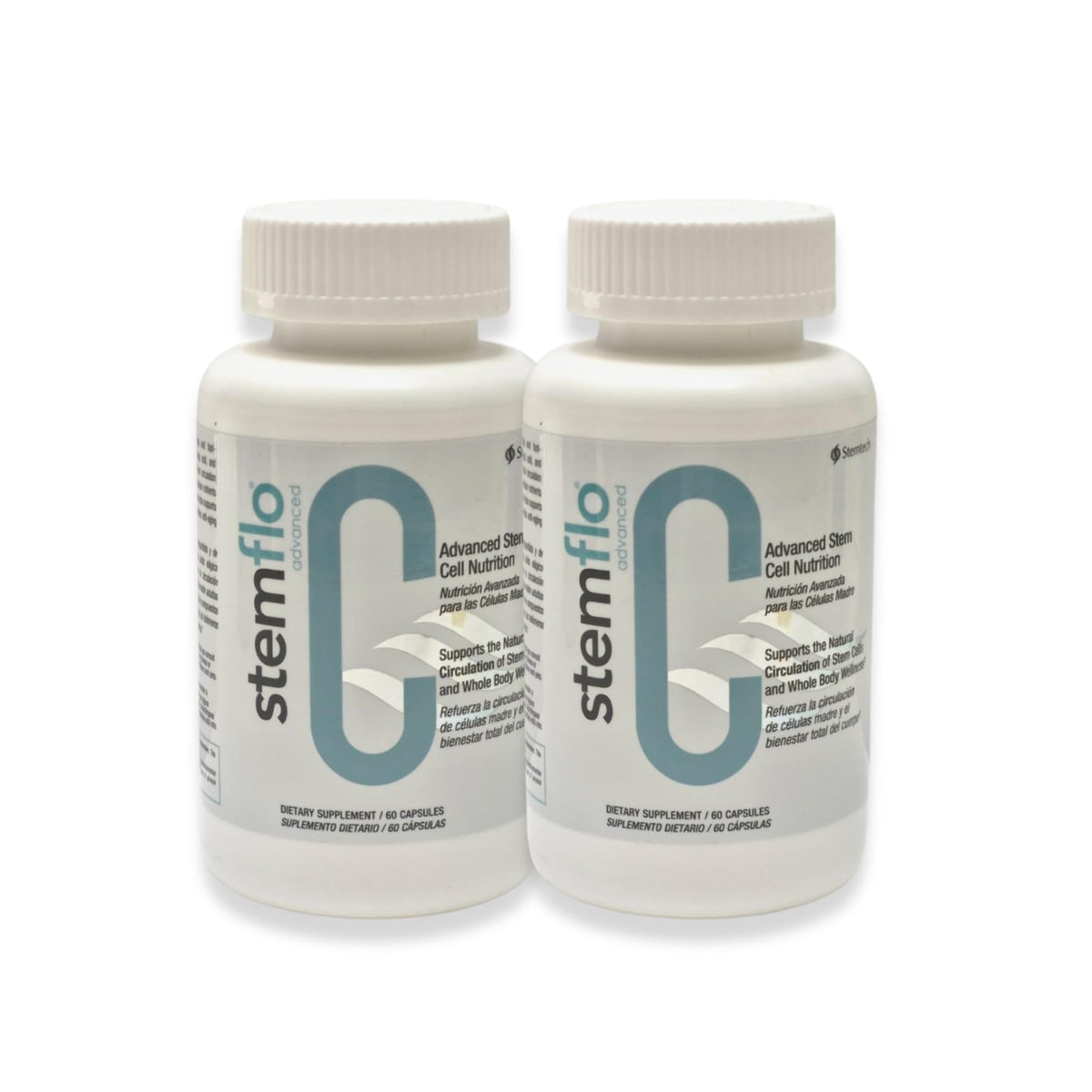 StemTech StemFlo bottle with capsules suggesting cardiovascular support and cellular nourishment.