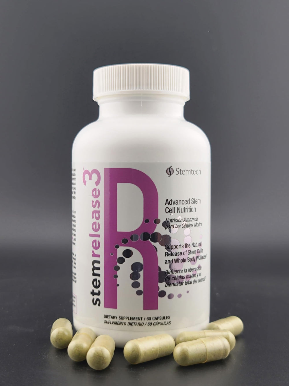 StemTech StemRelease3 capsules close-up suggesting easy daily intake.