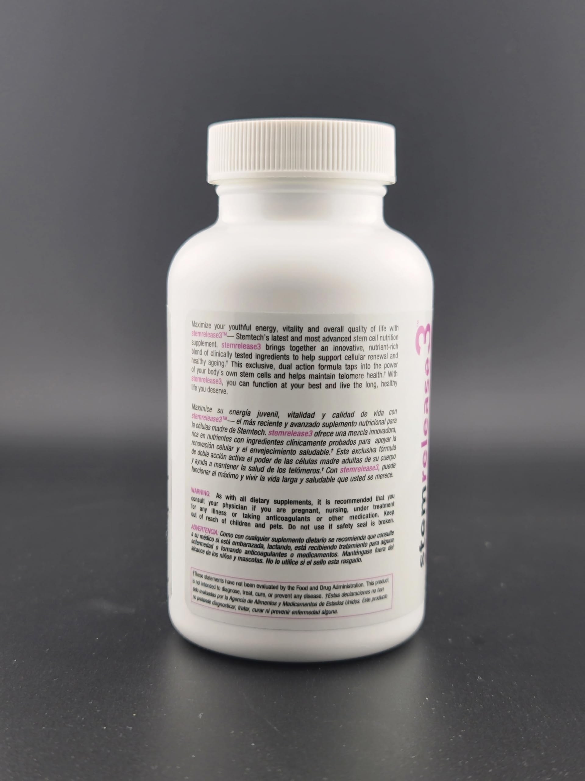 StemTech Stemrelease3 capsules closeup; compact daily supplement