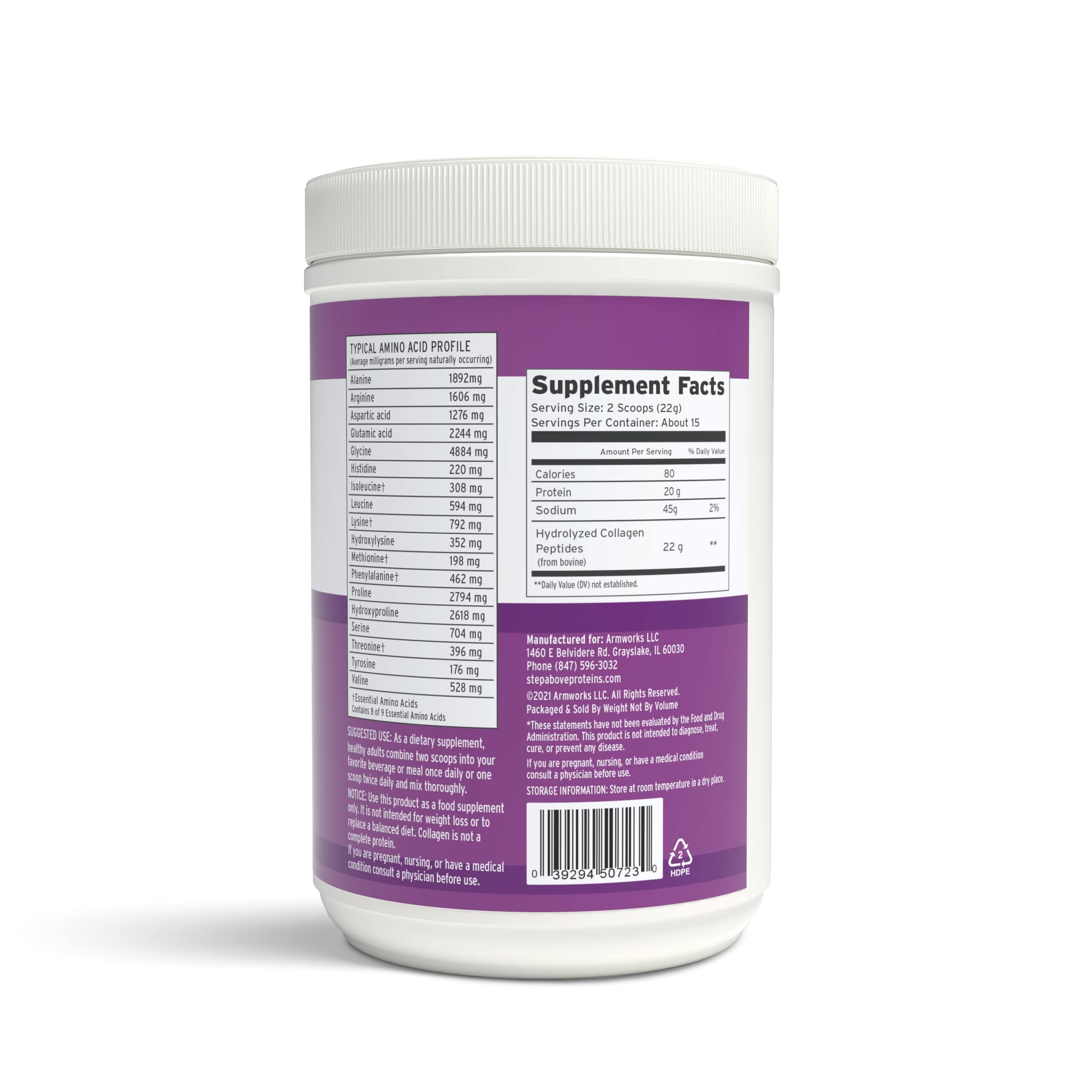 Step Above Proteins Original Collagen powder in measuring cup for daily routine.