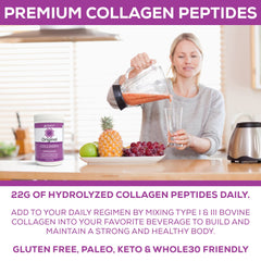 Step Above Proteins collagen mixing glass demonstrates easy drink integration.