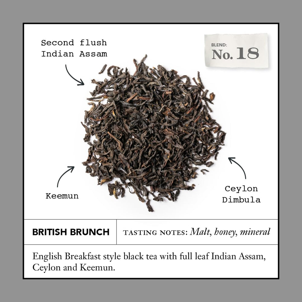 British Brunch No. 18 full-leaf blend delivers bold aroma and body.