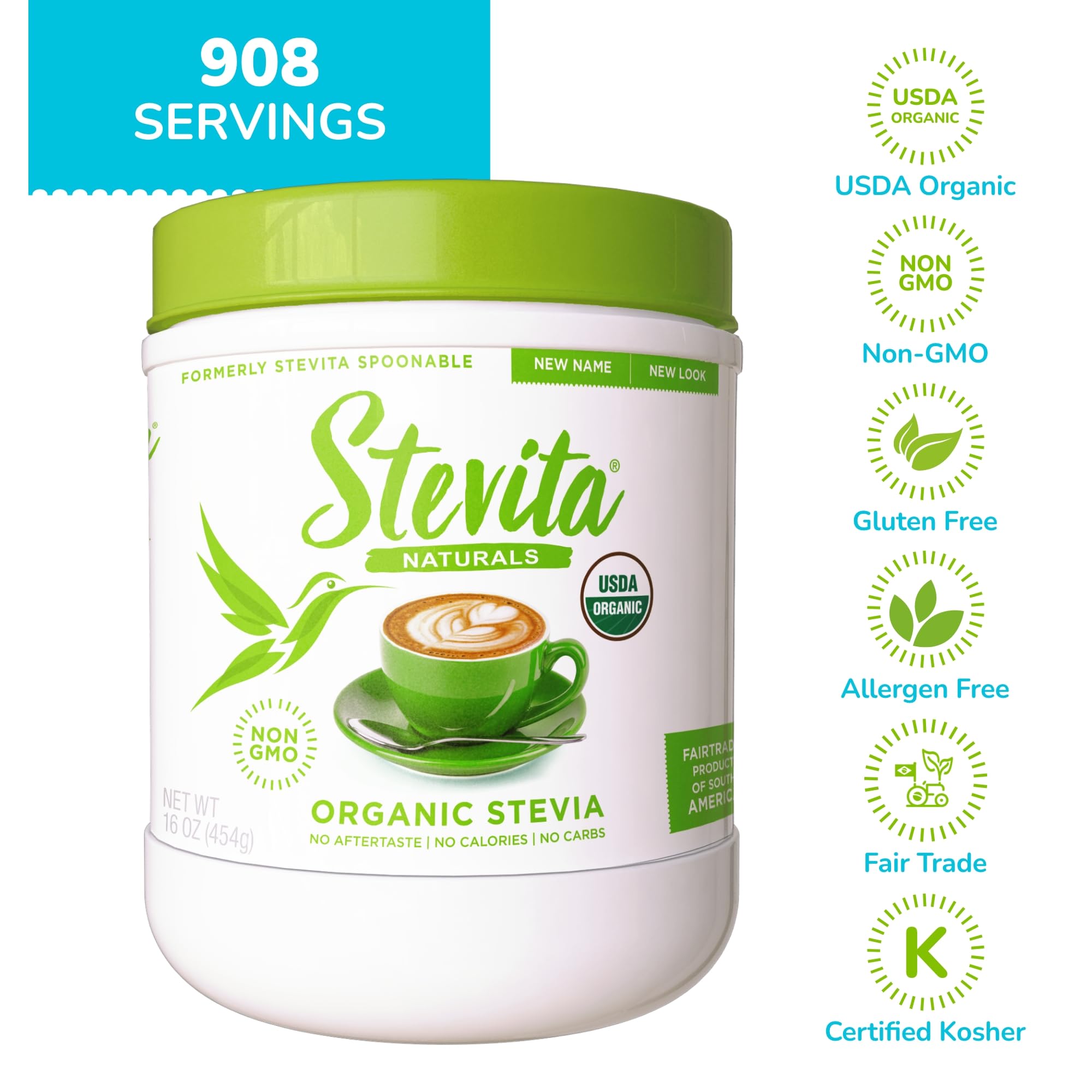 Stevita in a coffee cup demonstrates calorie-free sweetness in drinks