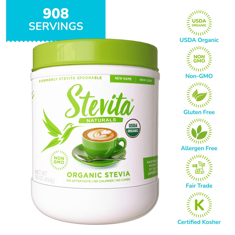 Stevita in a coffee cup demonstrates calorie-free sweetness in drinks